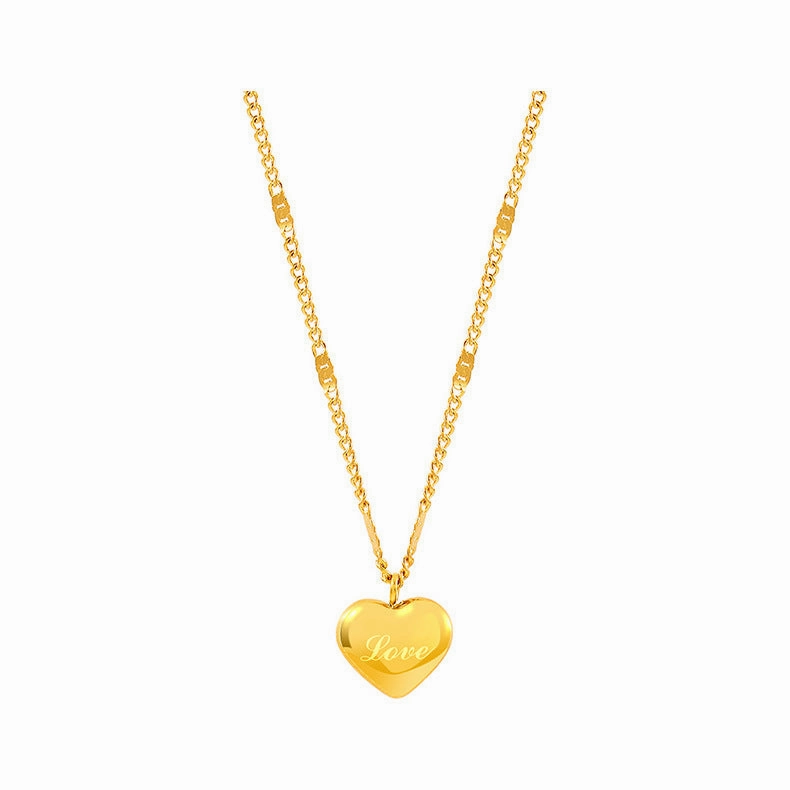 Wholesale Love Temperament Non-fading Peach Heart Titanium Steel Jewelry Necklace
