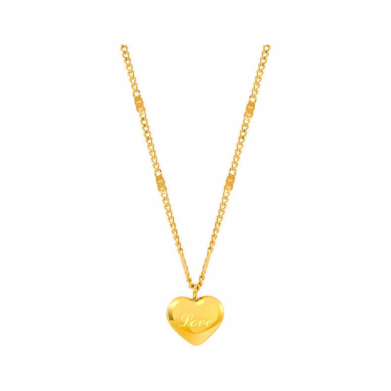 Wholesale Love Temperament Non-fading Peach Heart Titanium Steel Jewelry Necklace
