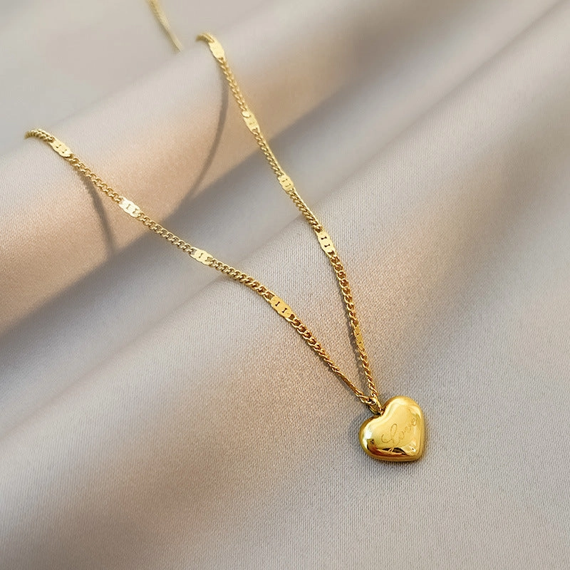 Wholesale Love Temperament Non-fading Peach Heart Titanium Steel Jewelry Necklace