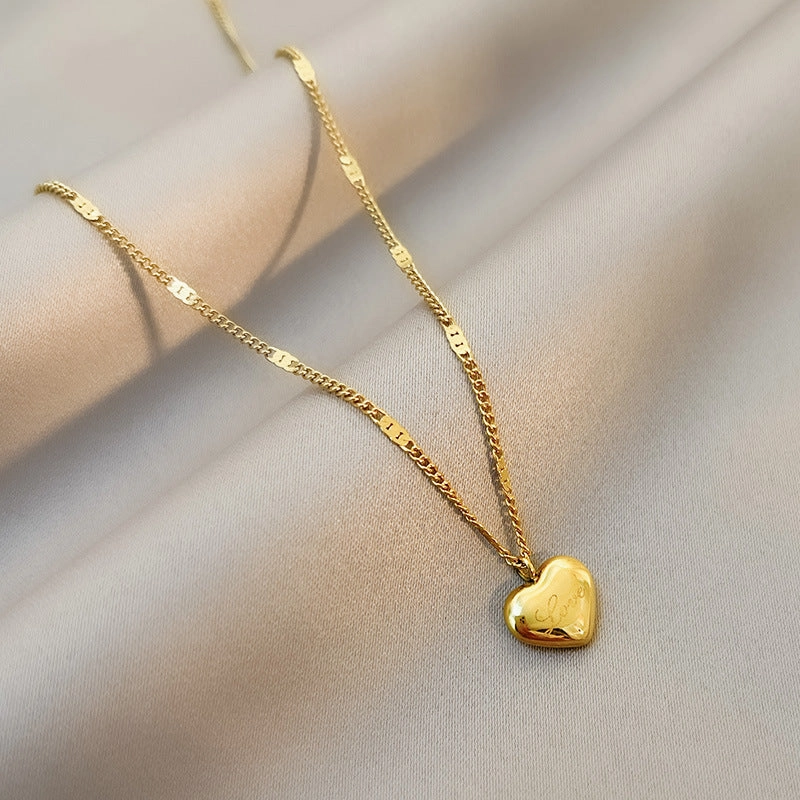 Wholesale Love Temperament Non-fading Peach Heart Titanium Steel Jewelry Necklace