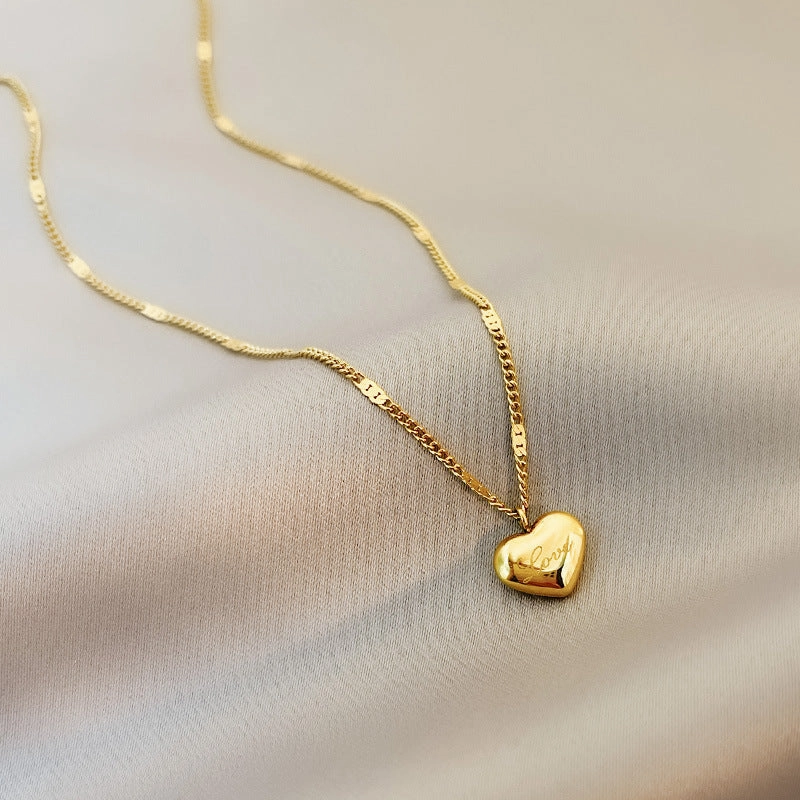 Wholesale Love Temperament Non-fading Peach Heart Titanium Steel Jewelry Necklace