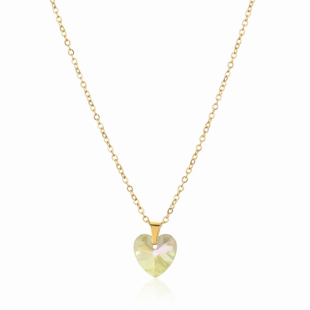 Wholesale Love Zircon Colored Pendant Stainless Steel Necklaces