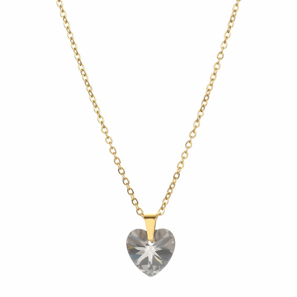 Wholesale Love Zircon Colored Pendant Stainless Steel Necklaces