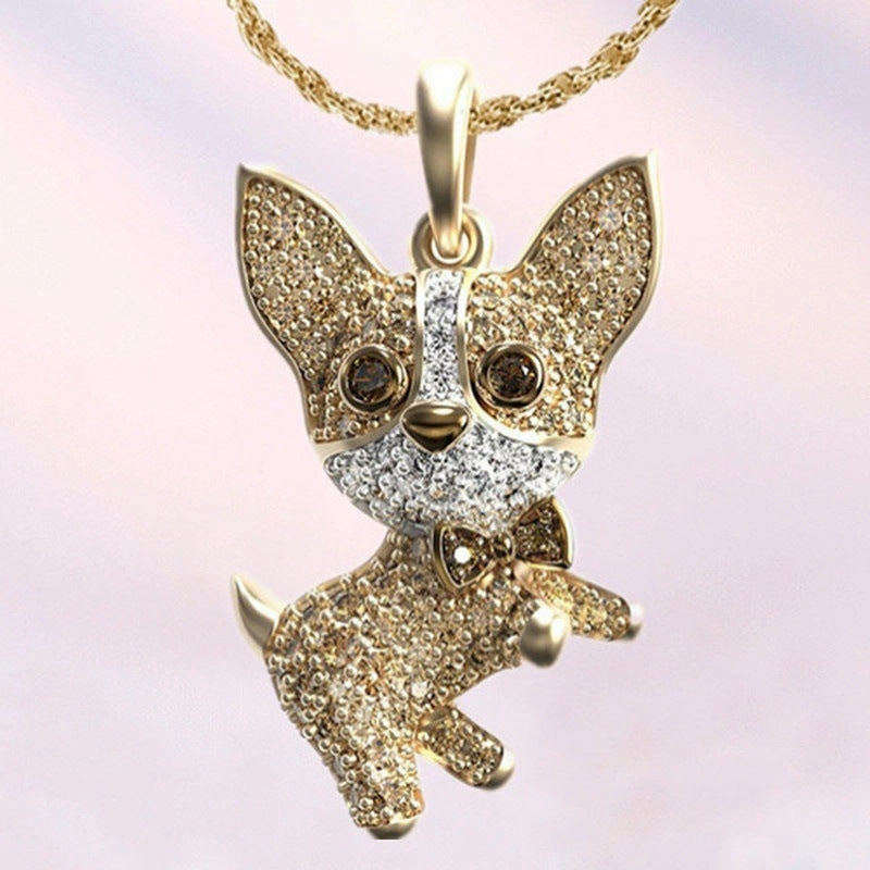 Wholesale Lovely Corgi Diamond Necklace