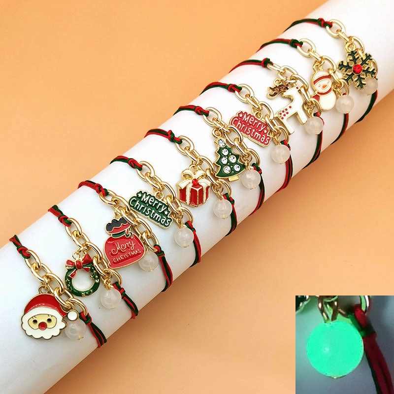 Wholesale Luminous Christmas Alloy Woven Bracelets