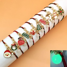 Wholesale Luminous Christmas Alloy Woven Bracelets