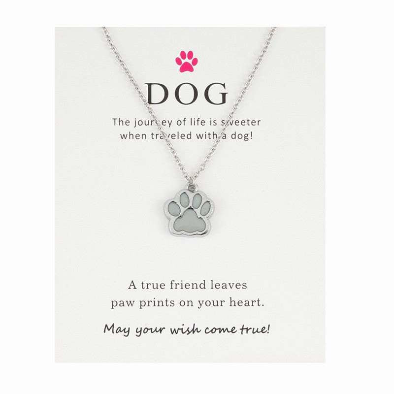 Wholesale Luminous Dog Paws Stainless Steel Necklaces