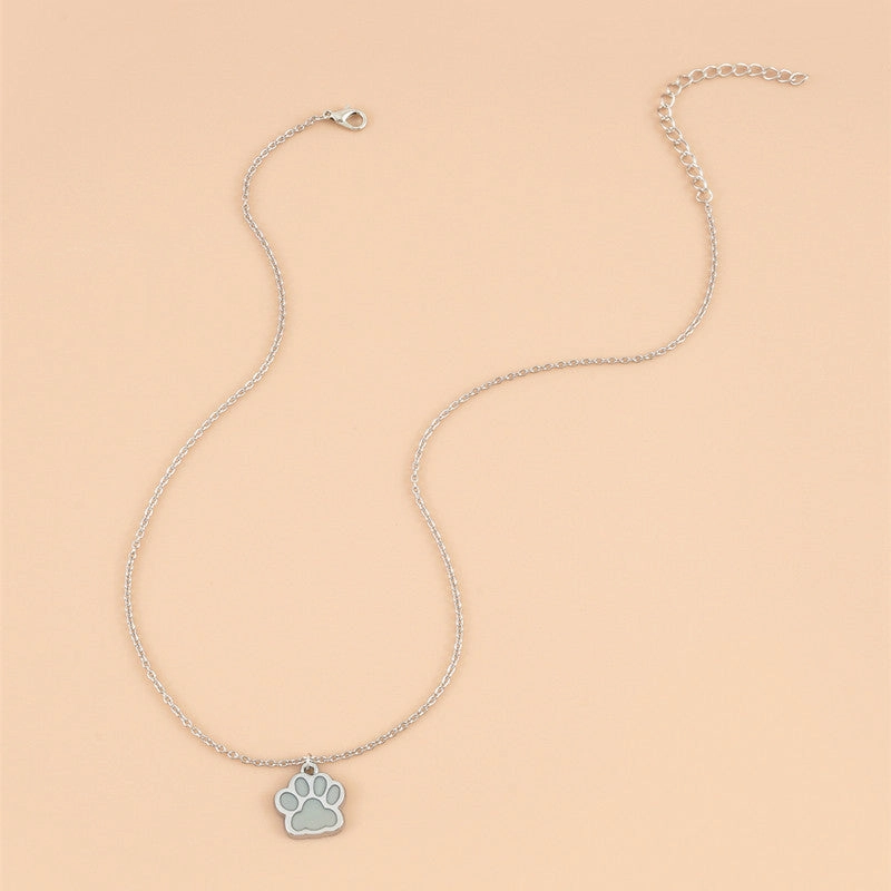 Wholesale Luminous Dog Paws Stainless Steel Necklaces