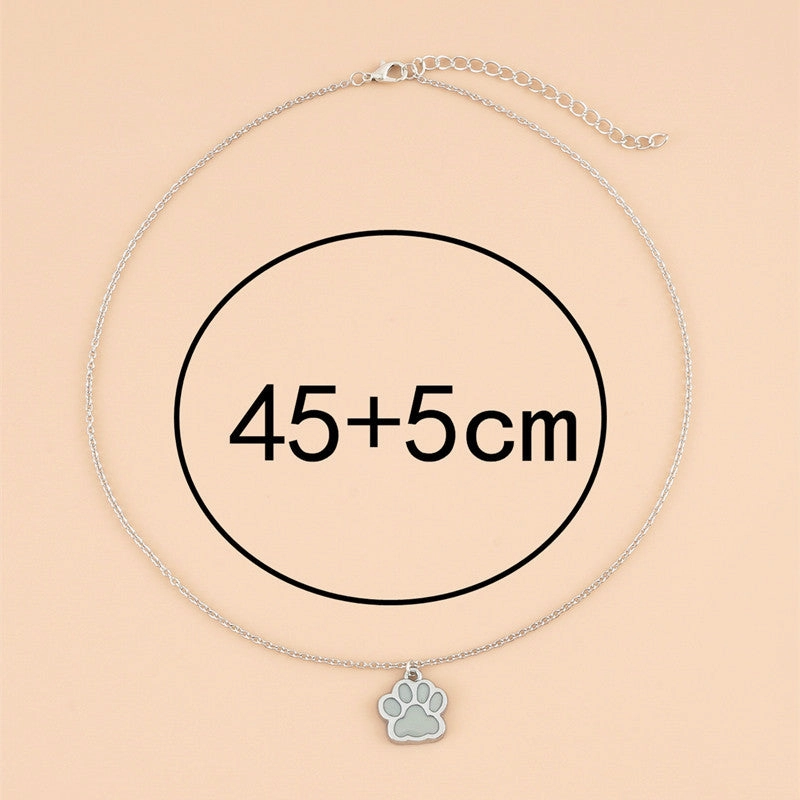 Wholesale Luminous Dog Paws Stainless Steel Necklaces
