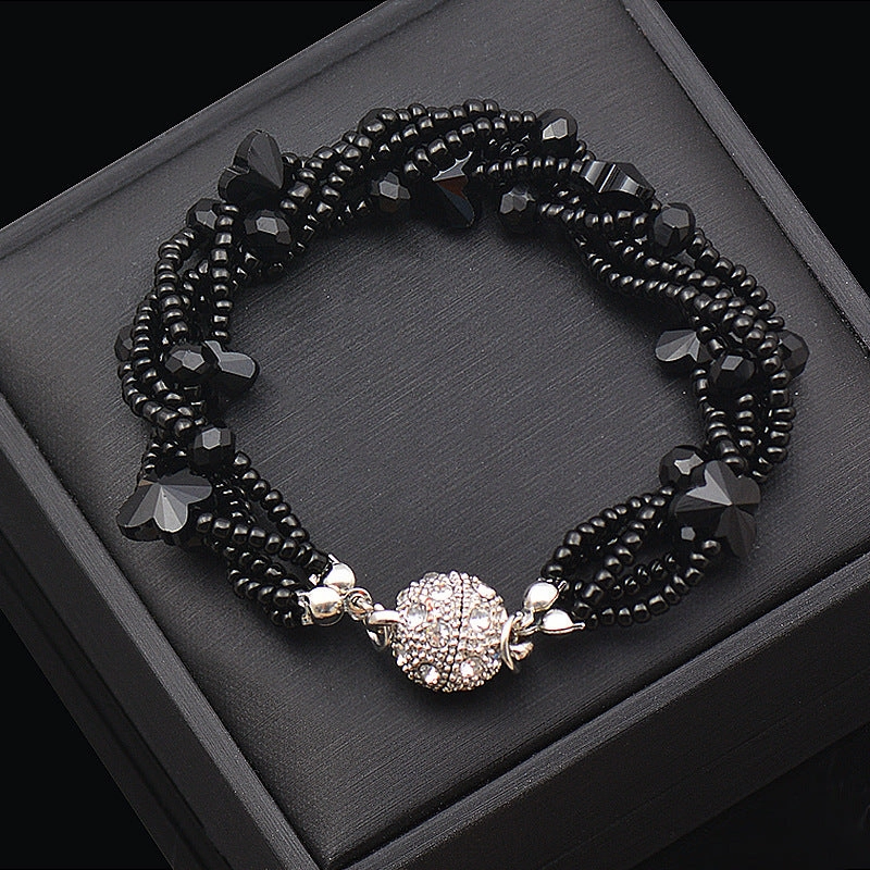 Wholesale Magnet Rhinestone Butterfly Crystal Beads Necklace Bracelet Set