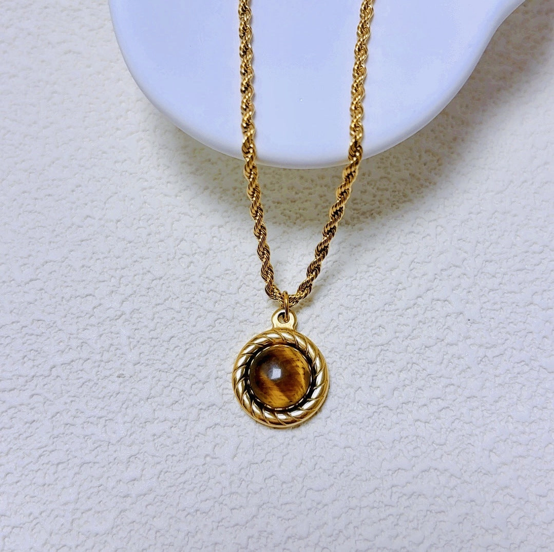 Wholesale Maillard Style Tiger Eye Necklace Niche Design All-match Clavicle Chain Necklace Chain Trendy