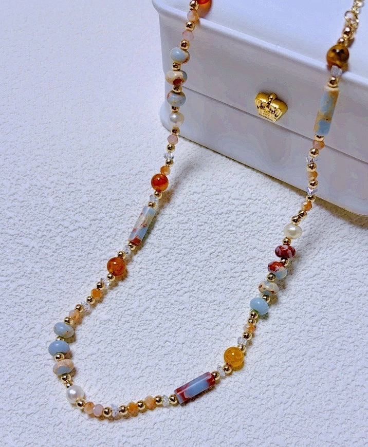Wholesale Maillard Style Tiger Eye Necklace Niche Design All-match Clavicle Chain Necklace Chain Trendy