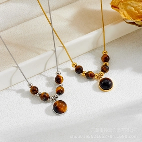Wholesale Maillard Style Tiger Eye Necklace Niche Design All-match Clavicle Chain Necklace Chain Trendy