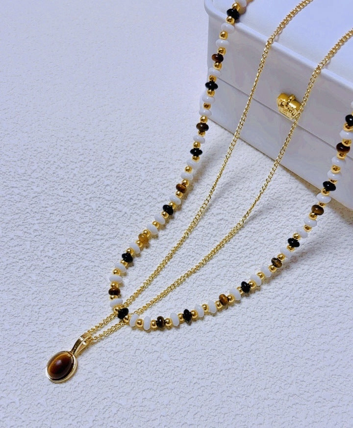 Wholesale Maillard Style Tiger Eye Necklace Niche Design All-match Clavicle Chain Necklace Chain Trendy