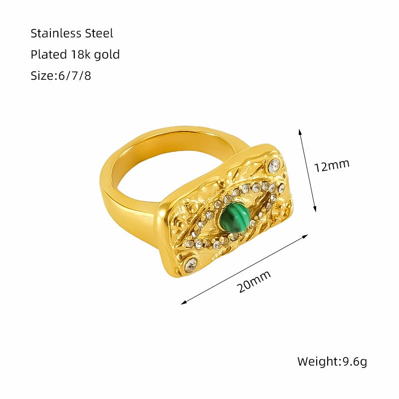 Wholesale Malachite eye ring with diamonds