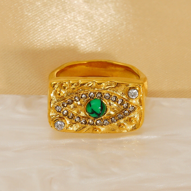 Wholesale Malachite eye ring with diamonds
