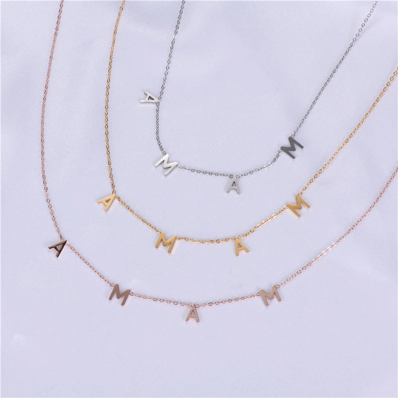Wholesale MAMA Mother's Day Titanium Steel Necklace