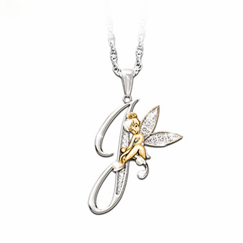Wholesale Mantu New Clavicle Chain Accessories Elf Flower Fairy Letter Necklace Women's Alloy Diamond Pendant Neck Chain
