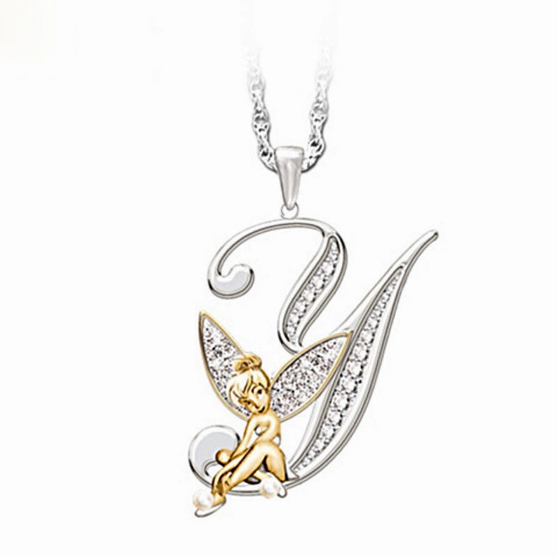 Wholesale Mantu New Clavicle Chain Accessories Elf Flower Fairy Letter Necklace Women's Alloy Diamond Pendant Neck Chain