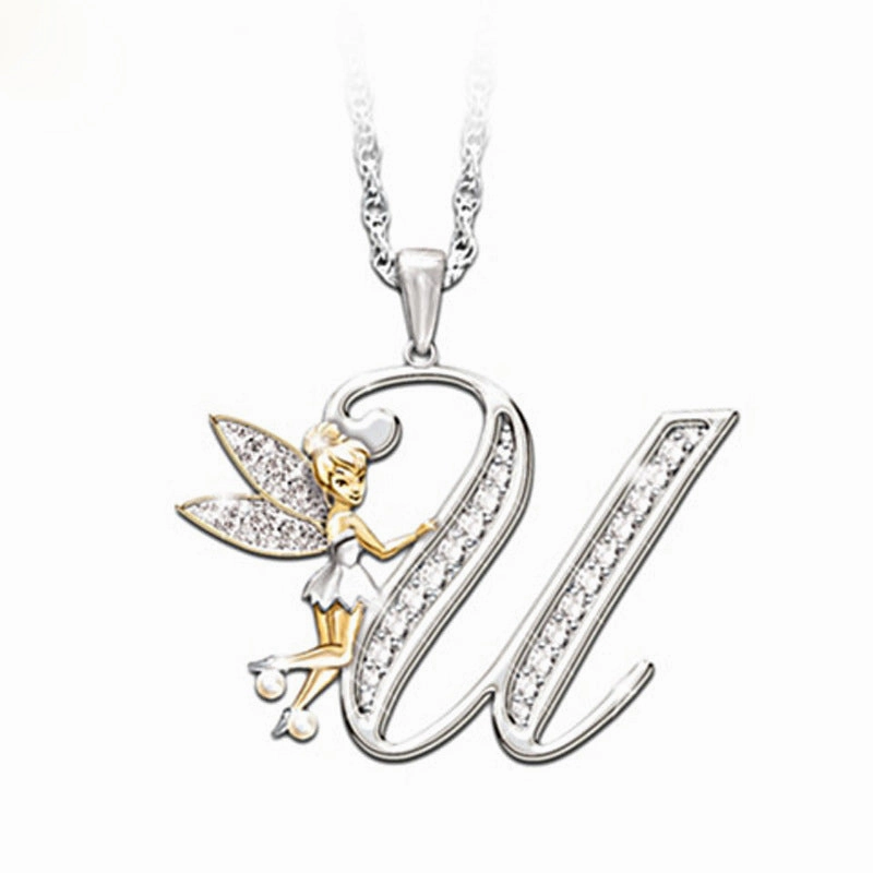 Wholesale Mantu New Clavicle Chain Accessories Elf Flower Fairy Letter Necklace Women's Alloy Diamond Pendant Neck Chain