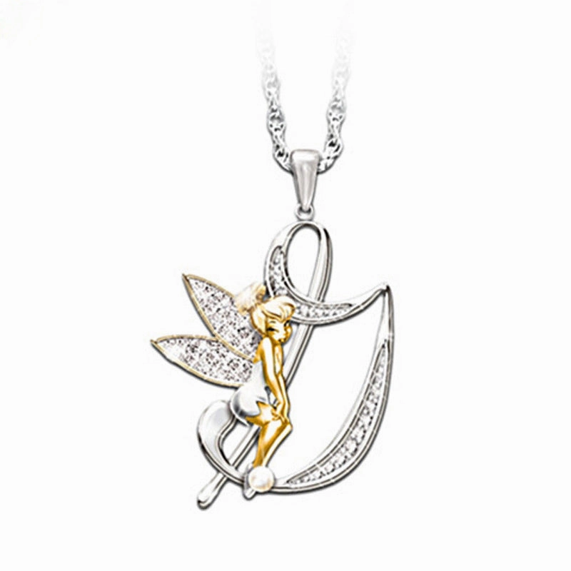 Wholesale Mantu New Clavicle Chain Accessories Elf Flower Fairy Letter Necklace Women's Alloy Diamond Pendant Neck Chain
