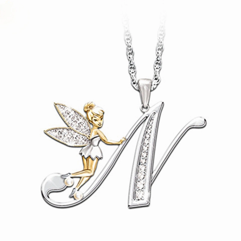 Wholesale Mantu New Clavicle Chain Accessories Elf Flower Fairy Letter Necklace Women's Alloy Diamond Pendant Neck Chain