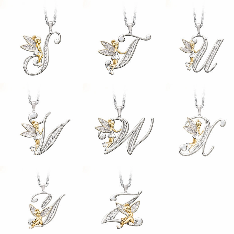 Wholesale Mantu New Clavicle Chain Accessories Elf Flower Fairy Letter Necklace Women's Alloy Diamond Pendant Neck Chain
