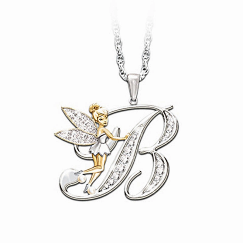 Wholesale Mantu New Clavicle Chain Accessories Elf Flower Fairy Letter Necklace Women's Alloy Diamond Pendant Neck Chain