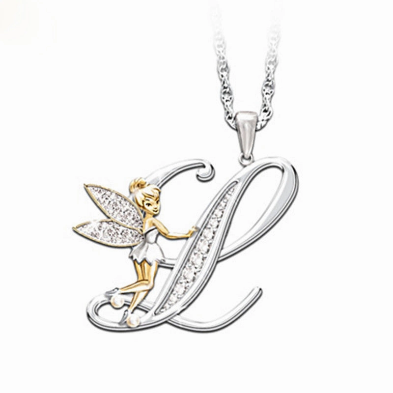 Wholesale Mantu New Clavicle Chain Accessories Elf Flower Fairy Letter Necklace Women's Alloy Diamond Pendant Neck Chain