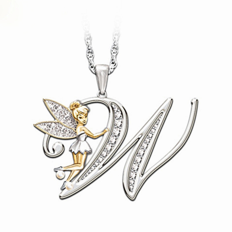 Wholesale Mantu New Clavicle Chain Accessories Elf Flower Fairy Letter Necklace Women's Alloy Diamond Pendant Neck Chain