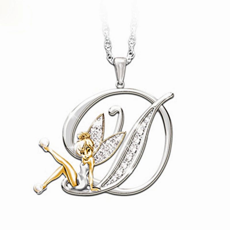 Wholesale Mantu New Clavicle Chain Accessories Elf Flower Fairy Letter Necklace Women's Alloy Diamond Pendant Neck Chain