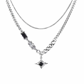 Wholesale Manxing double-layer necklace hip hop design sense niche personalized accessories advanced Qixi boys and girls clavicle chain