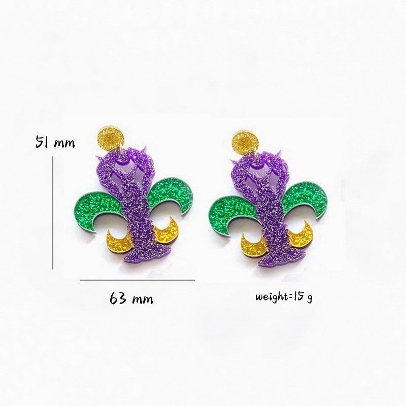 Wholesale Mardi Gras Clown Acrylic Earrings