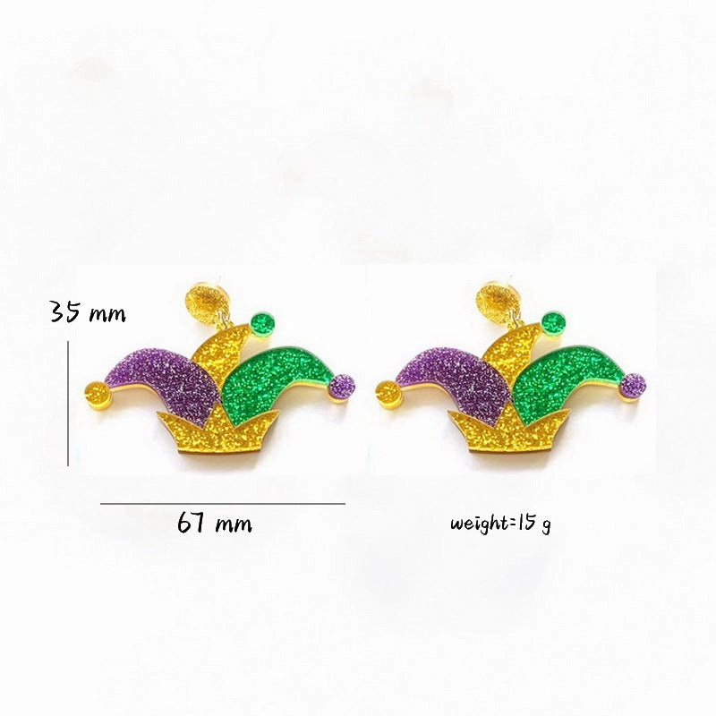 Wholesale Mardi Gras Clown Acrylic Earrings