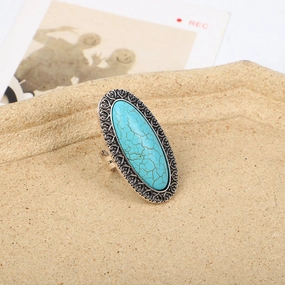 Wholesale Marquise diamond-shaped royal crown pattern turquoise ring turquoise ring