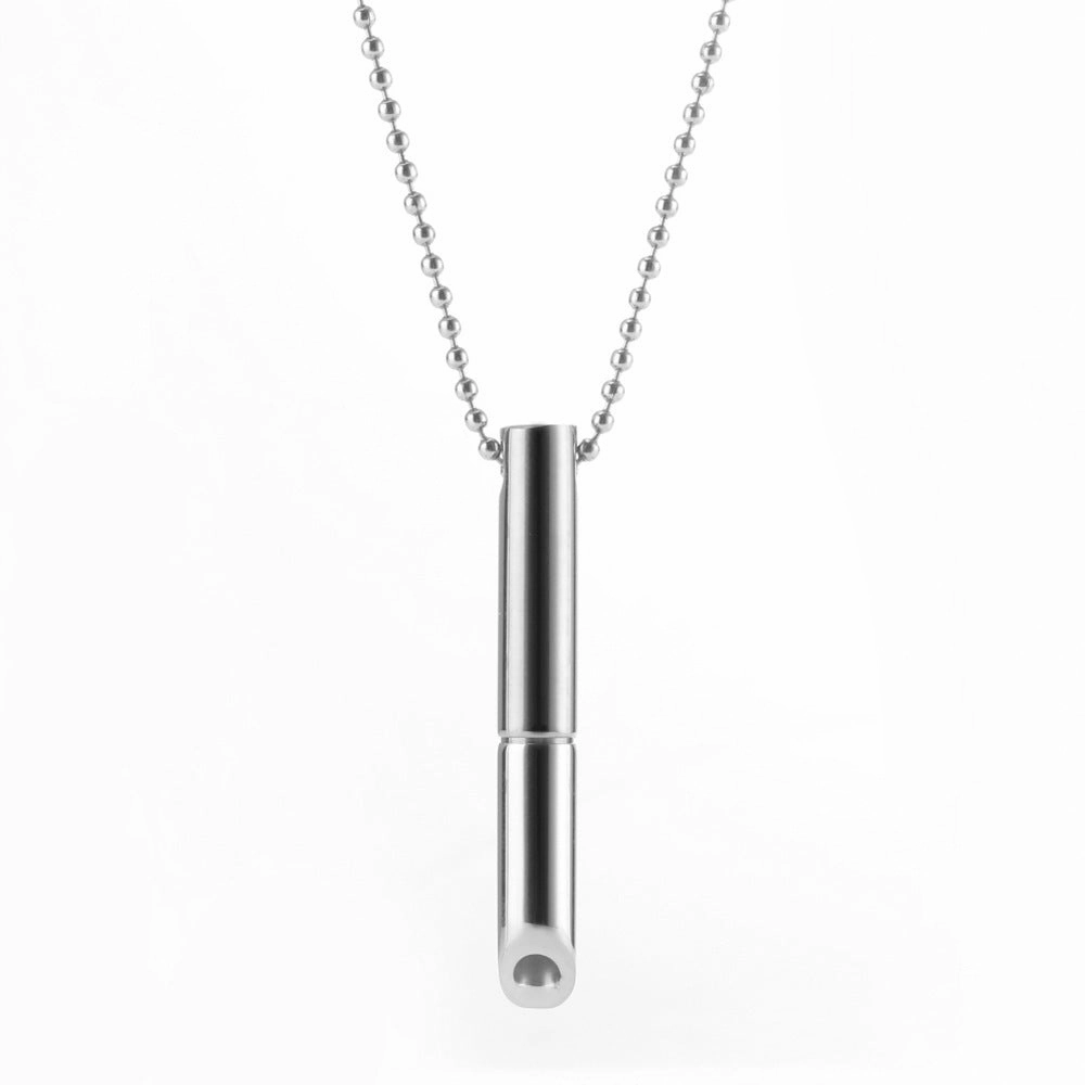 Wholesale Meditation Breath Decompression Whistle Stainless Steel Black Gold Gold Pendant Necklace