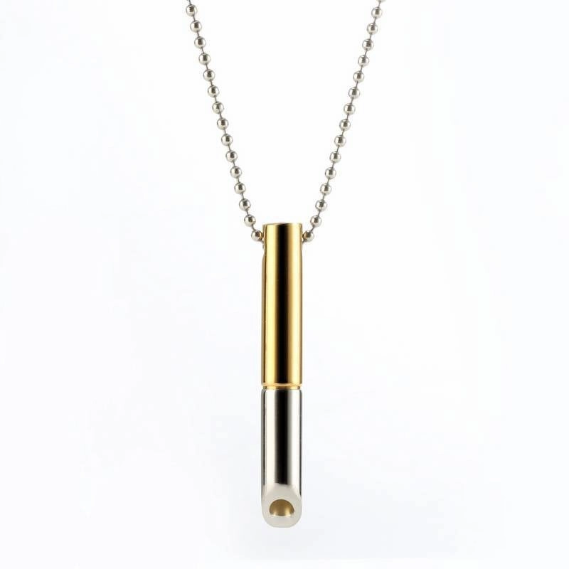 Wholesale Meditation Breath Decompression Whistle Stainless Steel Black Gold Gold Pendant Necklace