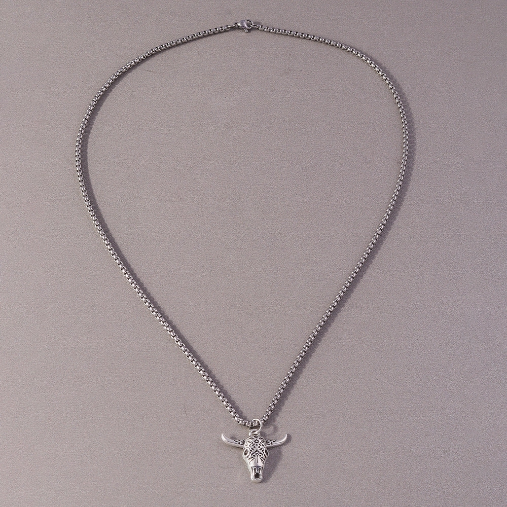 Wholesale Men's Bull Head Elephant Clavicle Necklace