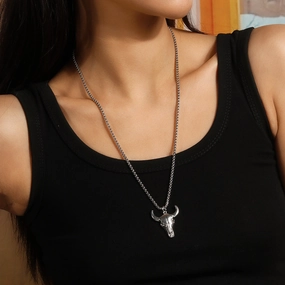 Wholesale Men's Bull Head Elephant Clavicle Necklace