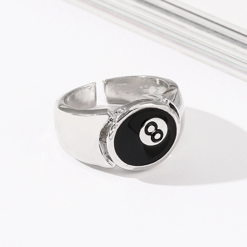 Wholesale Men's Creative Billiards Number Black Eight Ring