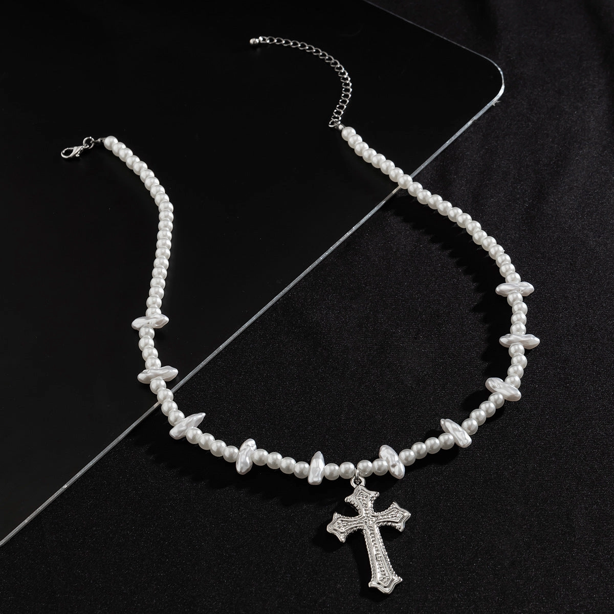 Wholesale Men's Cross Irregular Beading Necklace
