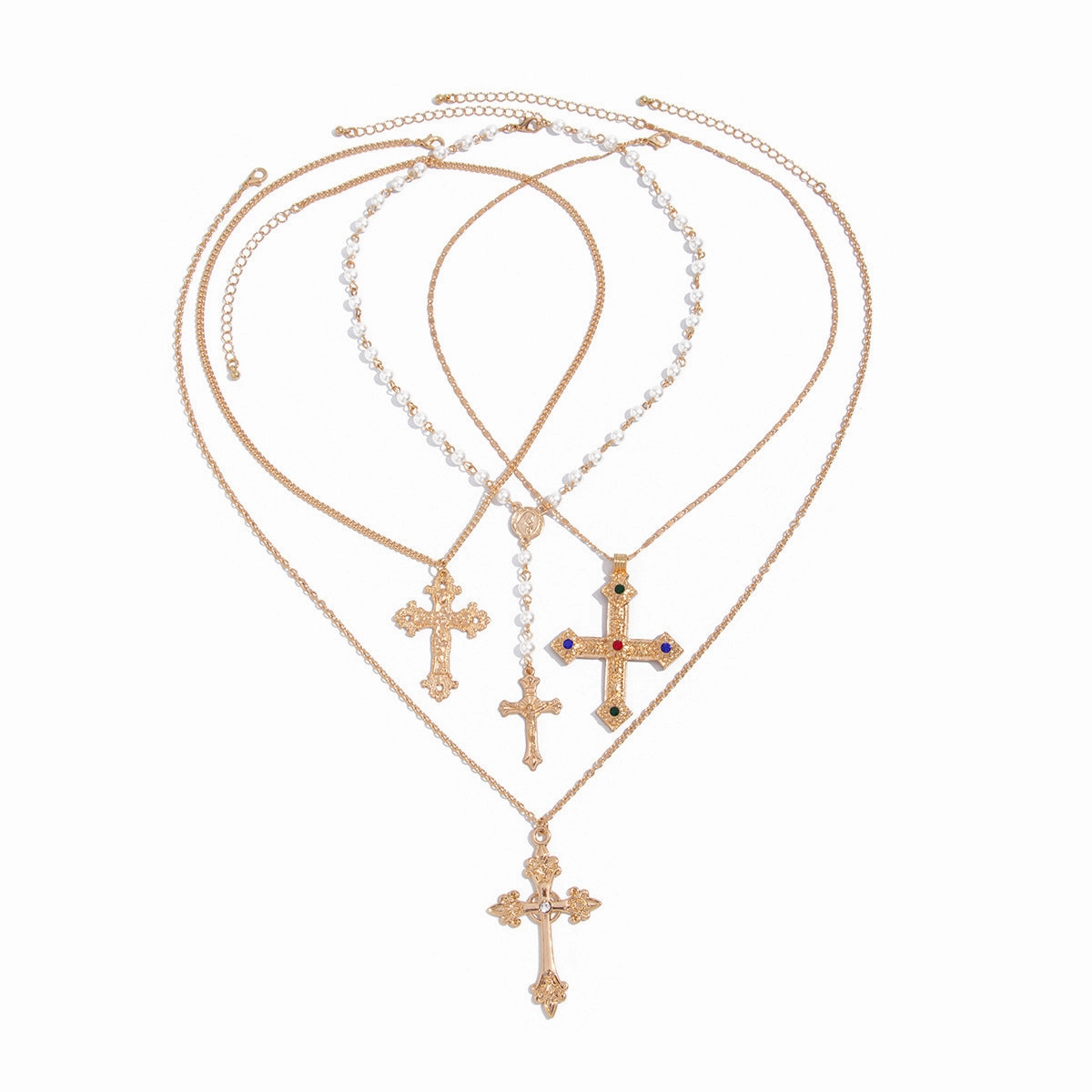 Wholesale Men's cross pendant necklace pearl clavicle chain