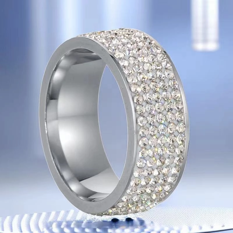 Wholesale Men's Diamond Inlaid Titanium Steel Rings