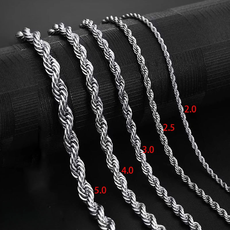 Wholesale Men's Fried Dough Twists Gold Hip Hop Titanium Steel Collar Necklaces