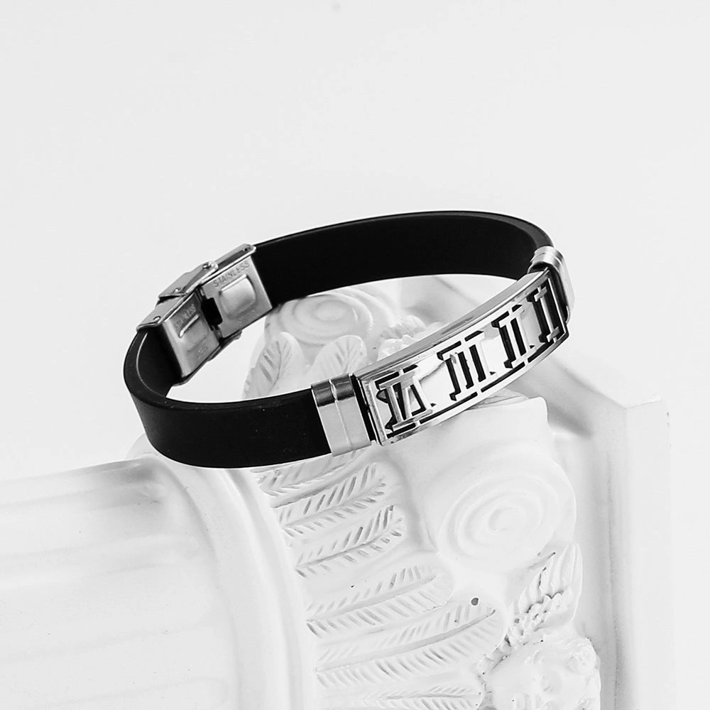 Wholesale Men's Hollow Out Titanium Steel Silicone Bracelet OLY-BT-BSLN006