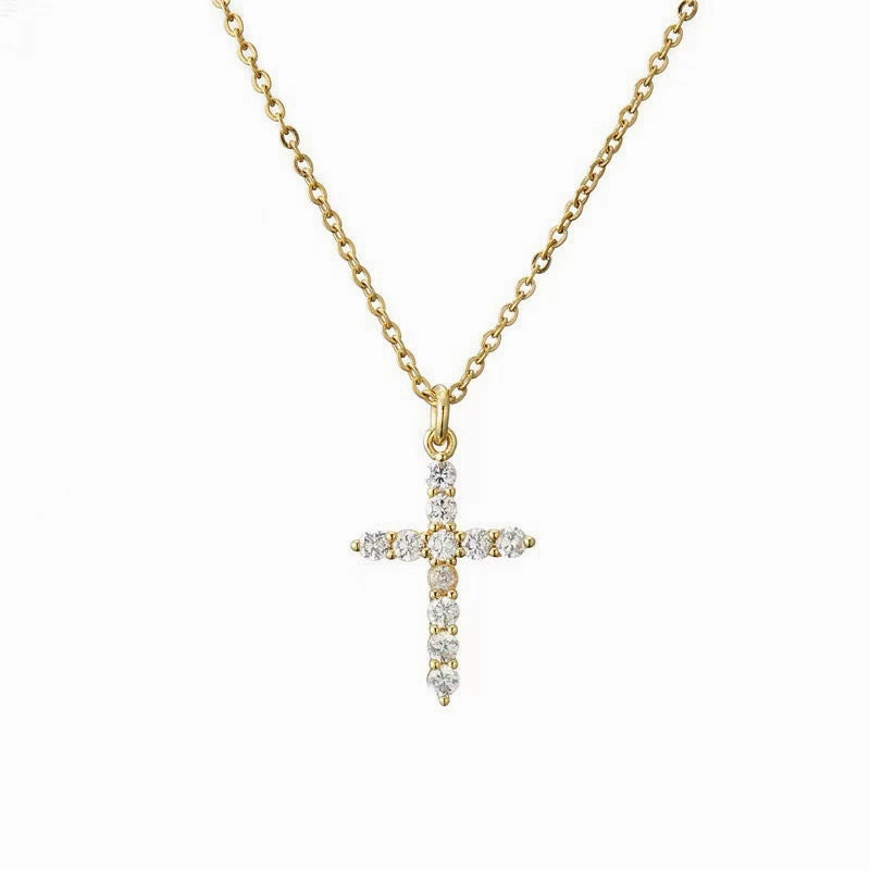 Wholesale Men's necklace with zircon cross pendant