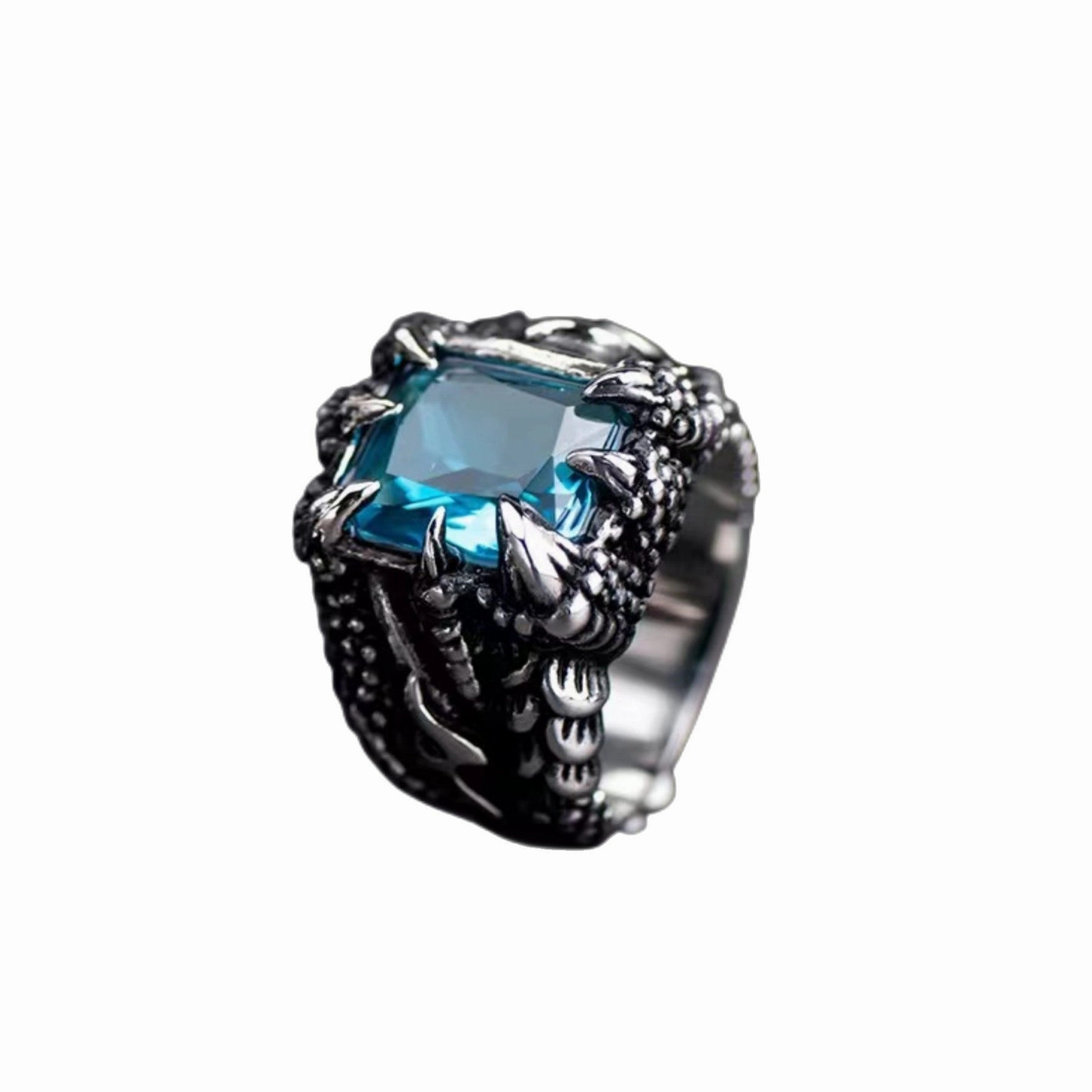 Wholesale Men's open ring retro dragon claw exaggerated multi-color zircon ring