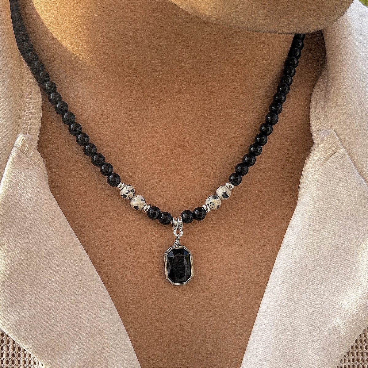 Wholesale Men's Stainless Steel Tiger Stone Round Bead Necklace