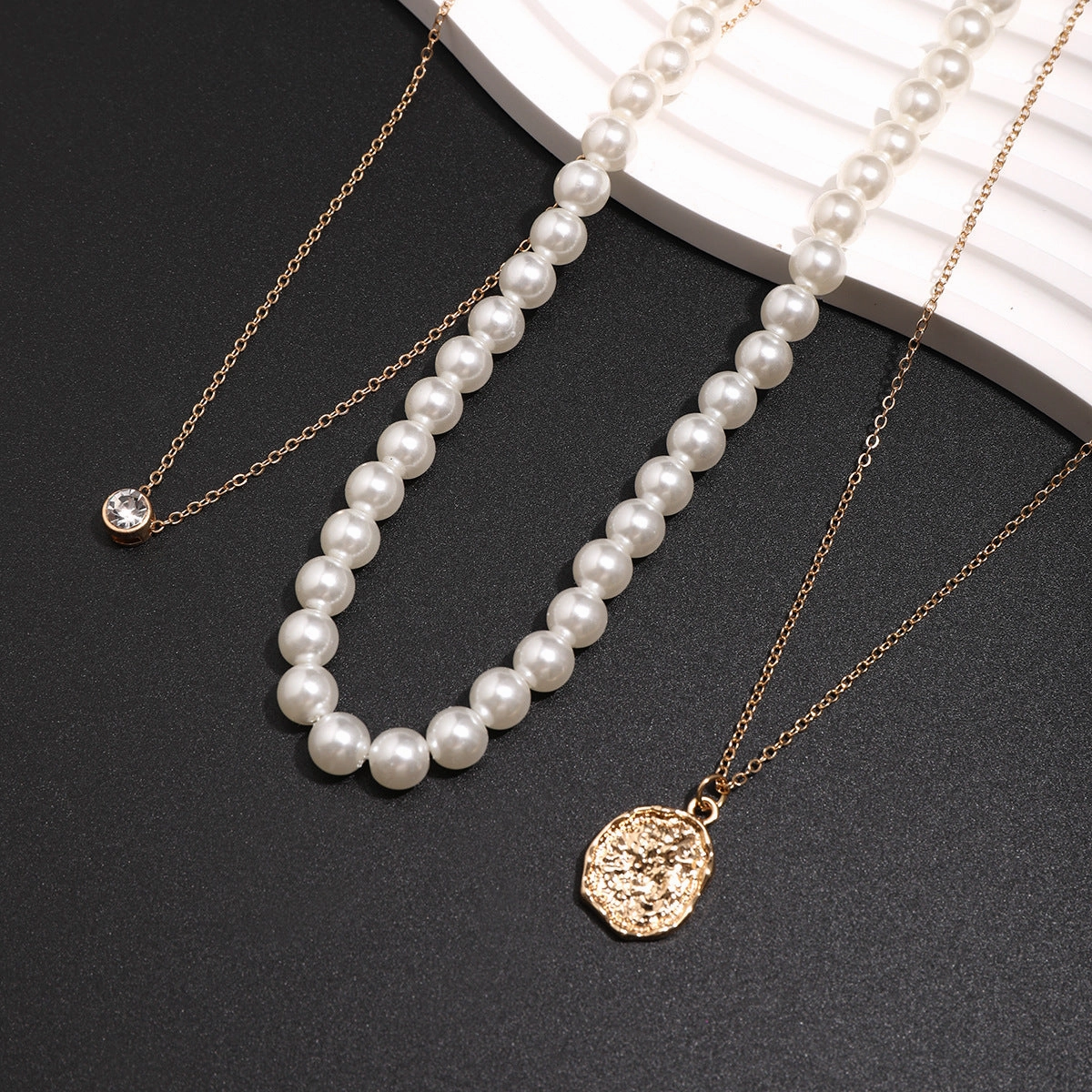 Wholesale Men's Three -dimensional Diamond Pearl Necklace