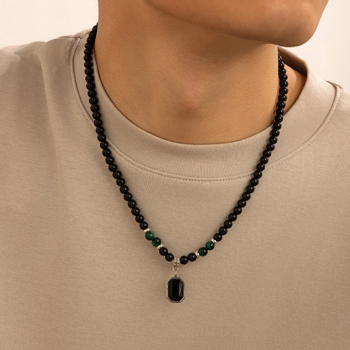 Wholesale men's tiger stone beaded necklace clavicle chain
